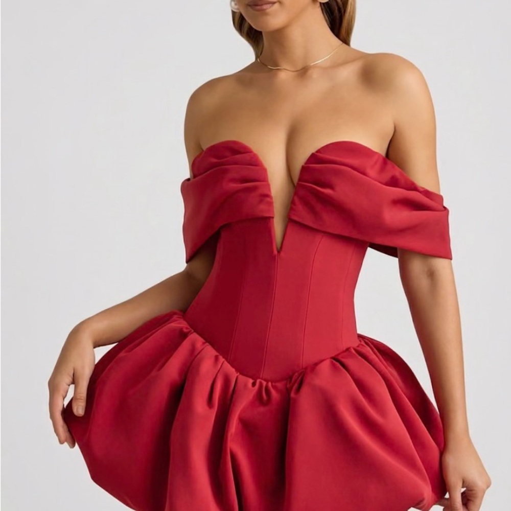 Oh Polly Strapless Red Dress